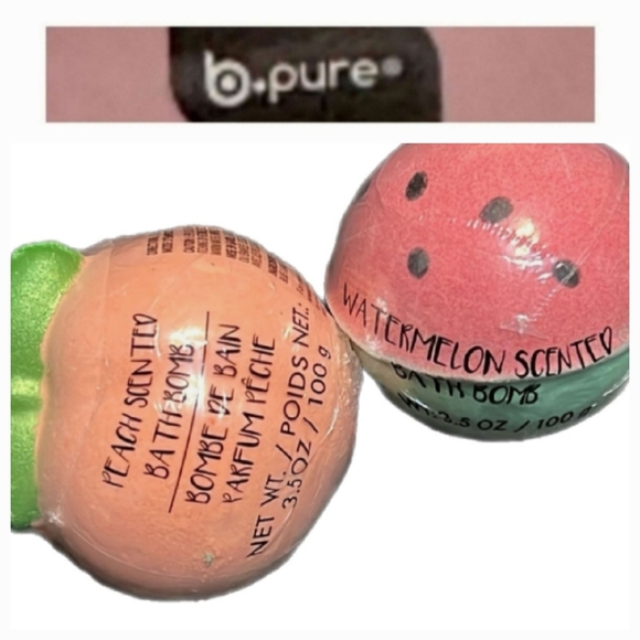 B•Pure Peach Shaped & Watermelon Scented Bath Bomb Set - Picture 1 of 4